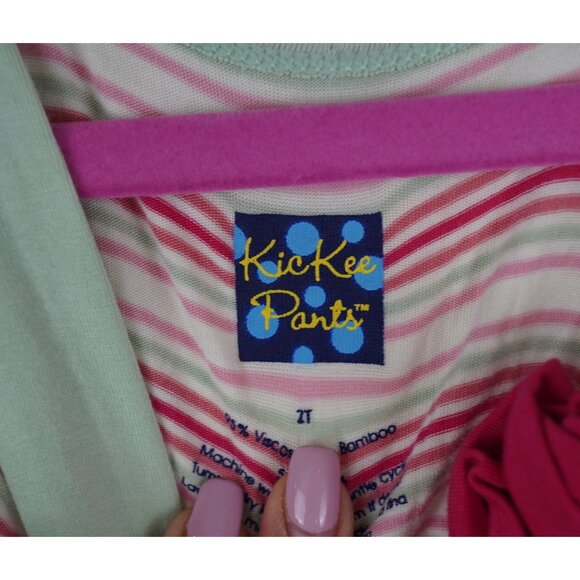 KicKee Pants Bamboo Flower Romper With Pockets 2T Girl Desert‎ Stripe - Picture 3 of 4